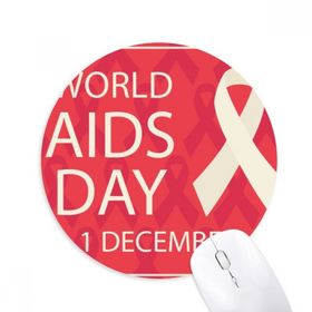 Dıythinker Yuvarlak World AIDS Day Kırmızı Kurdele HIV Kaymaz Kauçuk Fare Altlığı