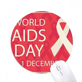 Dıythinker Yuvarlak World AIDS Day Kırmızı Kurdele HIV Kaymaz Kauçuk Fare Altlığı