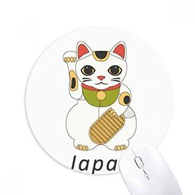 Dıythinker Yuvarlak Yerel Japon Kültürü Şanslı Kedi Kaymaz Kauçuk Fare Altlığı