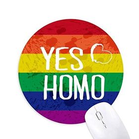 Dıythinker Yuvarlak Yes Homo LGBT Gökkuşağı Aşk Kaymaz Kauçuk Fare Altlığı