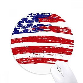 Dıythinker Yuvarlak Yıldızlar ve Çizgiler Bükülür Amerika Ülke Bayrağı Kaymaz Kauçuk Fare Altlığı