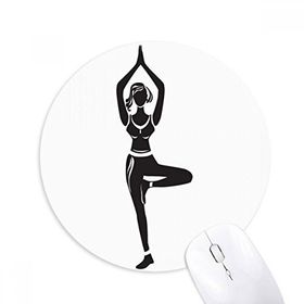 Dıythinker Yuvarlak Yoga Kız Standı Siluet Kaymaz Kauçuk Fare Altlığı