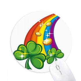Dıythinker Yuvarlak Yonca Gökkuşağı İrlanda St.Patrick's Day Kaymaz Kauçuk Fare Altlığı