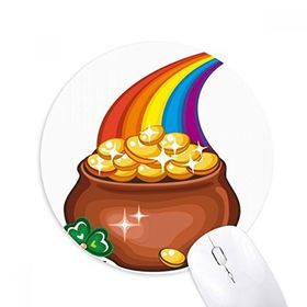 Dıythinker Yuvarlak Yonca Parlak Gökkuşağı İrlanda St.Patrick's Day Kaymaz Kauçuk Fare Altlığı