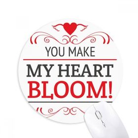 Dıythinker Yuvarlak You Make My Heart Bloom Sevgililer Günü Kaymaz Kauçuk Fare Altlığı