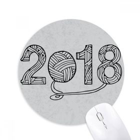 Dıythinker Yuvarlak Yün Top 2018 Happy New Year Kaymaz Kauçuk Fare Altlığı