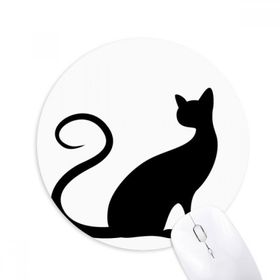 Dıythinker Yuvarlak Zarif Siyah Kedi Hayvan Silüeti Kaymaz Kauçuk Fare Altlığı