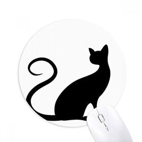 Dıythinker Yuvarlak Zarif Siyah Kedi Hayvan Silüeti Kaymaz Kauçuk Fare Altlığı