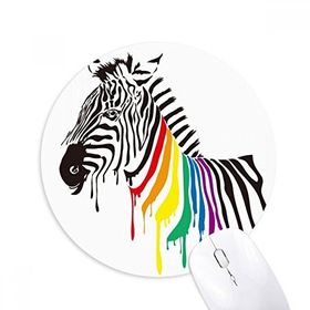 Dıythinker Yuvarlak Zebra LGBT Gökkuşağı Renkli Desen Kaymaz Kauçuk Fare Altlığı
