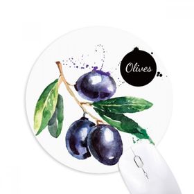 Dıythinker Yuvarlak Zeytin Meyvesi Lezzetli Sağlıklı Suluboya Kaymaz Kauçuk Fare Altlığı