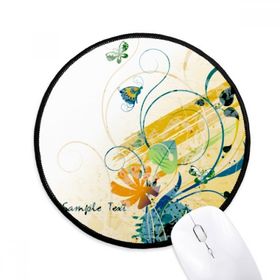 Dıythinker Zarif Kelebek Kırsal Çiçek Yuvarlak Kaymaz Mouse Pad