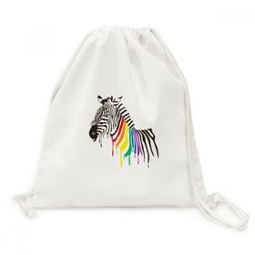 Dıythinker Zebra Lgbt Gökkuşağı Renk Desen Tuval İpli Sırt Çantası