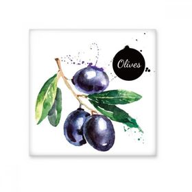 Dıythinker Zeytin Meyvesi Lezzetli Sağlıklı Suluboya 10x10 cm Seramik Karo