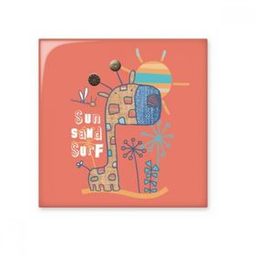 Dıythinker Zürafa Çizgi Film Hayvan Güneş Işığı Kırmızı Seramik 10x10 cm Seramik Karo