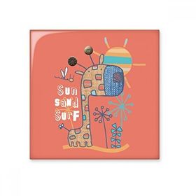 Dıythinker Zürafa Çizgi Film Hayvan Güneş Işığı Kırmızı Seramik 10x10 cm Seramik Karo