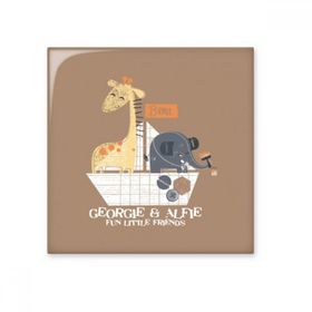 Dıythinker Zürafa Fil Çizgi Film Hayvan Kahverengi Seramik 10x10 cm Seramik Karo