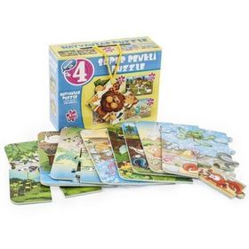 Diytoy 1481 Süper Renkli 4'lü Puzzle - Hayvanlar / 8+12+16+24 Parça Puzzle