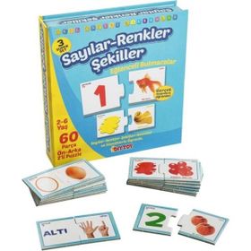 Diytoy DIY-ESRS-1444 Okul Öncesi Sayılar Renkler Şekiller Eğlenceli Bulmacalar Oyun Seti