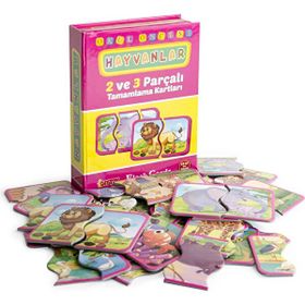 DiyToy Okul Öncesi Hayvanlar 2 ve 3 Parçalı Tamamlama Kartları