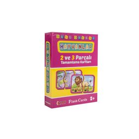 DiyToy Okul Öncesi Hayvanlar 2 ve 3 Parçalı Tamamlama Kartları