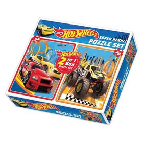 Diytoy Taba Grup 1535 Hot Wheels 54+70 Parça Süper Renkli 2'li Puzzle Set