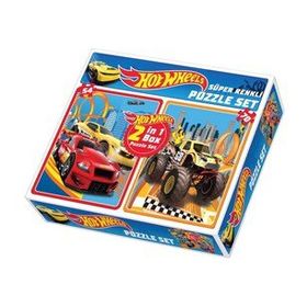 Diytoy Taba Grup 1535 Hot Wheels 54+70 Parça Süper Renkli 2'li Puzzle Set