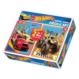 Diytoy Taba Grup 1535 Hot Wheels 54+70 Parça Süper Renkli 2'li Puzzle Set