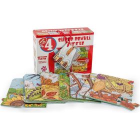 Diytoy Taba Grup 2488 Mevsimler 8+12+16+24 Parça Süper Renkli 4'lü Puzzle