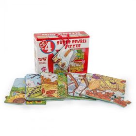 Diytoy Taba Grup 2488 Mevsimler 8+12+16+24 Parça Süper Renkli 4'lü Puzzle