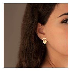 Dkmn 925 Ayar Kalp Desenli Ear Jacket Kadın Gümüş Küpe
