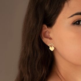Dkmn 925 Ayar Kalp Desenli Ear Jacket Kadın Gümüş Küpe