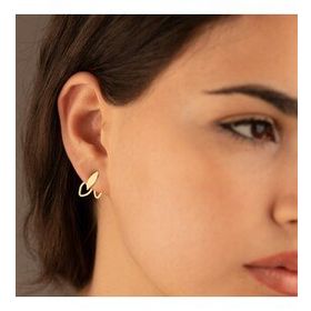 Dkmn 925 Ayar Yaprak Desenli Ear Jacket Kadın Gümüş Küpe