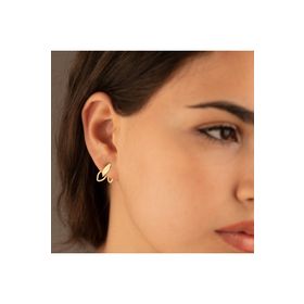 Dkmn 925 Ayar Yaprak Desenli Ear Jacket Kadın Gümüş Küpe
