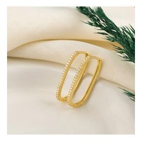 Dkmn Taşlı Oval Biçimli Dörtgen 925 Ayar Kadın Gümüş Küpe