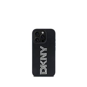 DKNY iPhone 16 Pro Rhinestones Metalik Taşlı PU Deri Siyah Telefon Kılıfı