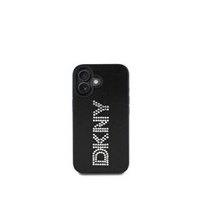 DKNY iPhone 16 Rhinestones Metalik Taşlı PU Deri Siyah Telefon Kılıfı