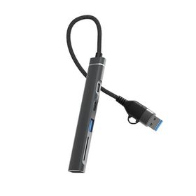 DM CHB025 USB-A ve Type-C Girişli 2 Type-C 1 USB-A SD Micro SD TF Kart Okuyucu Çoklayıcı Dönüştürücü