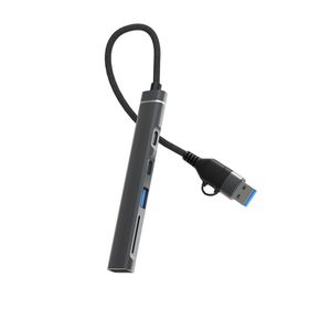 DM CHB025 USB-A ve Type-C Girişli 2 Type-C 1 USB-A SD Micro SD TF Kart Okuyucu Çoklayıcı Dönüştürücü