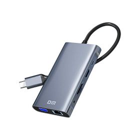 DM CHB055 Type-C to HDMI VGA RJ45 Ethernet 3xUSB 3.0 Aux PD TF SD Kart Okuyucu Dönüştürücü