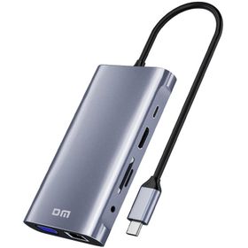 DM CHB055 Type-C to HDMI VGA RJ45 Ethernet 3xUSB 3.0 Aux PD TF SD Kart Okuyucu Dönüştürücü