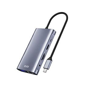 DM CHB055 Type-C to HDMI VGA RJ45 Ethernet 3xUSB 3.0 Aux PD TF SD Kart Okuyucu Dönüştürücü