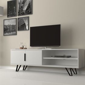 Dmodül Foot Beyaz Metal Ayaklı Tv Ünitesi