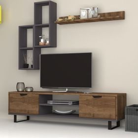 Dmodül Lonsa Kahverengi Gri Metal Ayaklı Tv Ünitesi