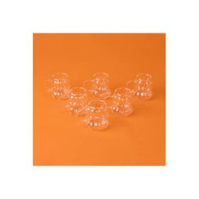 DMR 75 ml Şeffaf Kulplu Boncuk 6'lı Kahve Yanı Bardağı