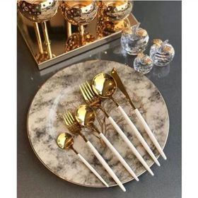 Dmr Life 48 Parça 8 Kişilik Beyaz Gold Çatal Kaşık Bıçak Takımı