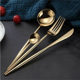 Dmr Life 48 Parça 8 Kişilik Yakut Gold Siyah Çatal Kaşık Bıçak Seti