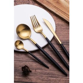 Dmr Life Elit 42 Parça Siyah Mat Gold Çatal Kaşık Bıçak Seti