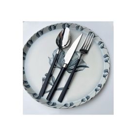Dmr Life Pırlanta 48 Parça 8 Kişilik Sade Siyah Çatal Kaşık Bıçak Seti