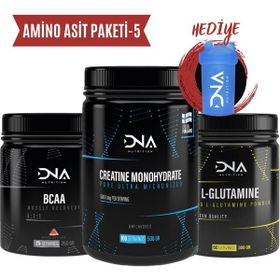Dna Nutrition 500 gr Creatine Monohydrate + 250 gr BCAA + 300 gr L-Glutamine Aromasız Amino Asit Paketi