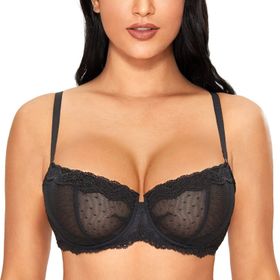 Dobreva Balconette Balenli Push Up Dirndl Dantel Astarsız Siyah Kadın Sütyen